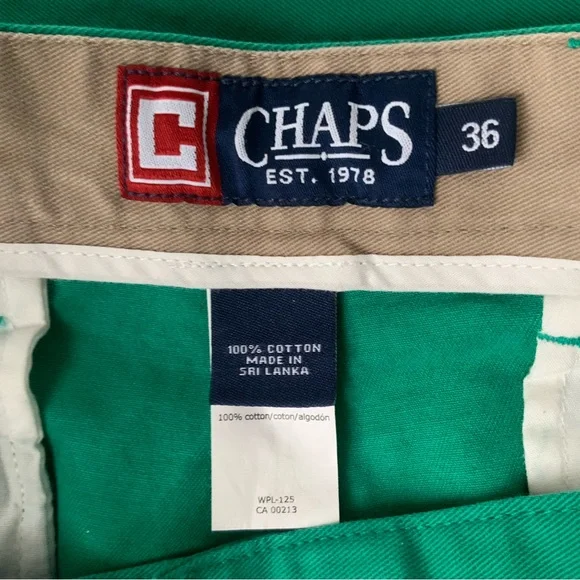CHAPS Men's Flat Front Chino Shorts Vibrant Green Size 36 - Picture 6 of 10